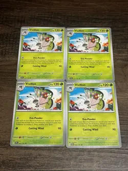 Pokemon Vivillon 007/191 Surging Sparks Non Holo Uncommon 4 Card Lot NM - Image 1