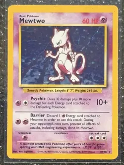 Pokemon Mewtwo TCG Base Set Holo Rare Card 10/102 Unlimited - Image 1