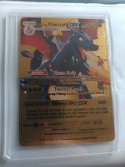 Shining Charizard GX Stage 2 Gold Foil Card Fan Art HP 250 Flame Body Pokemon - Image 1