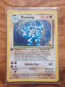 Pokemon TCG Machamp Holo Rare Trading Card Base Set, 8/102, 1st Edition - Image 1