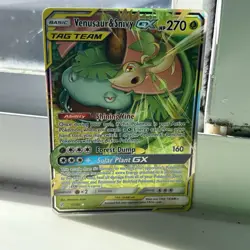 Venusaur & Snivy GX 1/236 Tag Team Cosmic Eclipse Holo Ultra Rare Pokemon Card - Image 2
