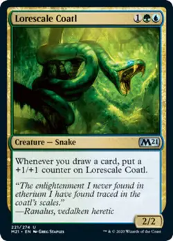 mtg magic 2021 m21 lorescale coatl aux ecailles de sapience ENGLISH FRENCH - Image 1