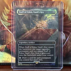 MTG Assassin's Creed FOIL BORDERLESS Staff of Eden, Vault's Key NM/M - Image 1