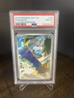 Pokemon TCG White Flare Oshawott Illustration Rare #105 PSA 8 - Image 1
