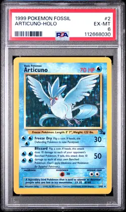 1999 POKEMON FOSSIL #2 ARTICUNO-HOLO PSA 6 - Image 1