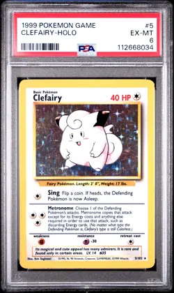 1999 POKEMON GAME #5 CLEFAIRY-HOLO PSA 6 - Image 1