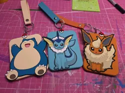 Chinese pokemon cards With Keychain Displays Lot Of 3 Snorlax, Vaporeon, & Flare - Image 1