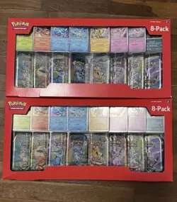 2 Pokemon Prismatic Evolutions Costco 8 Mini-Tin Bundle w/Promo Cards SEALED - Image 1