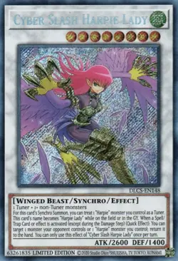 Yu-Gi-Oh Card - DLCS-EN148 - CYBER SLASH HARPIE LADY (secret rare holo) - NM/M - Image 1