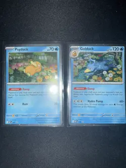 Pokemon TCG Mega Evolutions Psyduck 007 Golduck 008 Black Star Promo Holo - Image 1