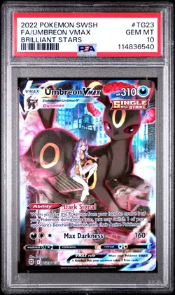 2022 POKEMON SWORD & SHIELD BRILLIANT STARS #TG23 FULL ART/UMBREON VMAX PSA 10 - Image 1