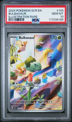 Pokemon Bulbasaur 143/142 Sv07 Stellar Crown 143 Illustration Rare GEM MT PSA 10 - Image 1