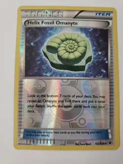 Helix Fossil Omanyte 102/124 NM/M Uncommon Reverse Holo Pokemon Fates Collide - Image 2