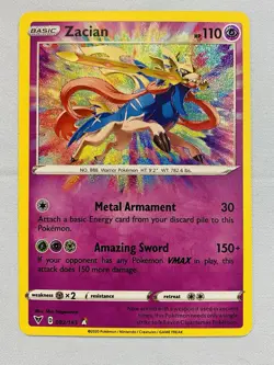 Zacian SWSH04: Vivid Voltage Pokemon #082/185 Holo Amazing Rare - Image 1