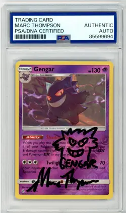 PSA Signed Marc Thompson Pokemon Gengar 70/214 Sm-Unbroken Bonds Regular - Image 1