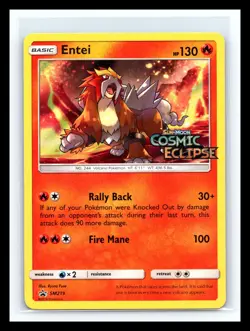 💥 Entei SM219 Black Star Promo S&M Cosmic Eclipse Stamped Holo Pokemon 2019 - Image 1