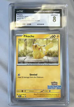 Pikachu Illustration Contest 2024 Black Star Promo Graded CGC NM/Mint 8 - Image 1