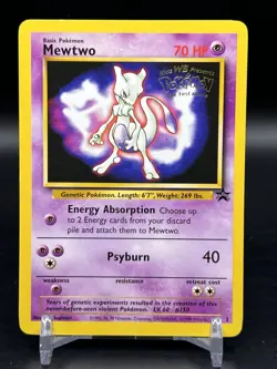 1999 Pokemon The First Movie Mewtwo Black Star WB Promo Stamp Card #3 NM - Image 1