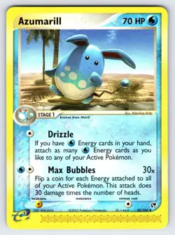 Azumarill 30/100 EX Sandstorm Pokemon Card TCG Nintendo e-Series Uncommon - Lp - Image 1