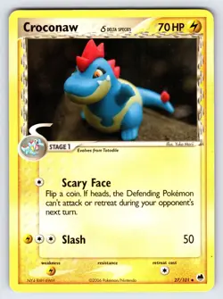 Crocnoaw 27/101 EX Dragon Frontiers Pokemon Card TCG Yuka Morii Artwork - Lp/Mp - Image 1