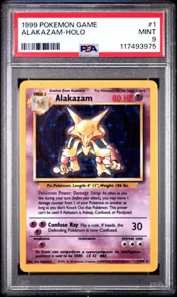 1999 POKEMON BASE SET UNLIMITED #1 ALAKAZAM-HOLO PSA 9 - Image 1