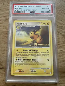PSA 8 Pokemon Raichu Prerelease 27/99 Stamp Promo Platinum Arceus Set Graded NM - Image 1