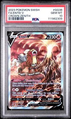 2023 POKEMON SWORD & SHIELD CROWN ZENITH #GG36 FULL ART/ENTEI V PSA 10 - Image 1