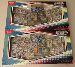 Pokemon Prismatic Evolutions Lucario Ex Tyranitar Ex Premium Collection Lot of 2 - Image 1