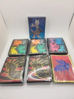 7x Pokemon Card Sleeves Zacian Mewtwo Eevee Giratina Brand New! - Image 1