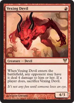 Moderatly Played, English - 1 x MTG Vexing Devil Avacyn Restored - Image 1