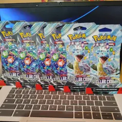 Pokemon Scarlet & Violet: Stellar Crown 6 SLEEVED BOOSTER PACKS - Image 1