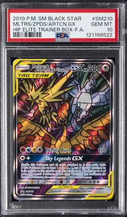 2019 POKEMON SM BLACK STAR PROMO FULL ART/MOLTRES & ZAPDOS & ARTICUNO GX PSA 10 - Image 1