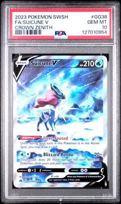 PSA 10 Suicune V #GG38 2023 Pokemon Sword And Shield Crown Zenith 127010954 - Image 1