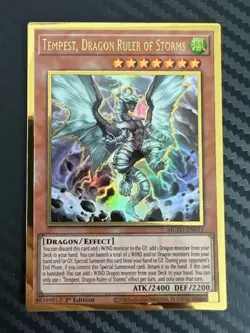 Yugioh Tempest, Dragon Ruler of Storms MGED-EN011 Premium Gold 1st Edition NM - Image 1