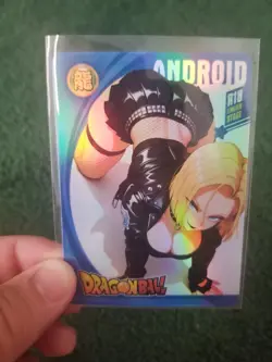 ANDROID 18 DRAGON BALL WAIFU BLUE RAINBOW FOIL ANIME CARD - Image 2
