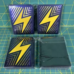 4x Pokemon TCG Deck Sleeves 65ct Surging Sparks Pikachu Bolt Card Sleeves Gold - Image 2