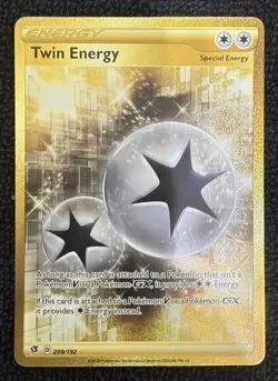 Pokemon TCG Twin Energy GOLD Secret Rare Rebel Clash Trainer Card 209/192 NM/M - Image 1