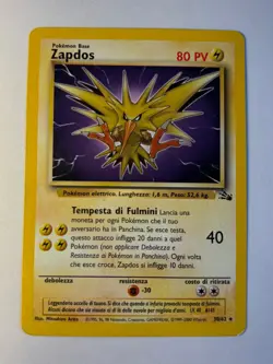 ITALIAN Zapdos Pokemon Fossil #30/62 - 1999 - Pokemon Card - Image 1