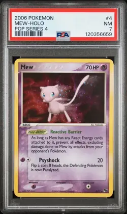 2006 POKEMON POP SER 4 #4 MEW-HOLO PSA 7 - Image 1