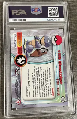 2000 TOPPS CHROME POKEMON T.V. #9 BLASTOISE PSA 10 - Image 2