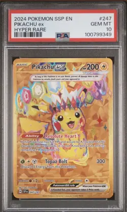 G1N PSA 10 GEM MINT Pikachu Ex 247 Surging Sparks GOLD Illustration Rare Pokemon - Image 1