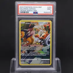 PSA 9 Galarian Zapdos SWSH283 Crown Zenith Black Star Promo Full Art Pokemon TCG - Image 1