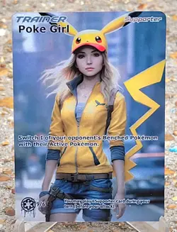 Pokemon Poke Girl Anima Waifu Sexy Doujin ACG DIY Trainer Full Art Card Holo - Image 1