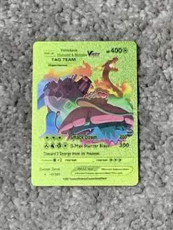 Pokemon Venasaur,Charizard&Blastoise Tag Team Multi-Colored Foil Fan Art Card - Image 1