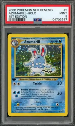 2000 Pokemon Neo Genesis 1st Edition Holo Azumarill #2 PSA 9 - Image 1