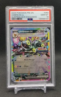 PSA 10 UMBREON EX #060 STAMPED 2025 POKEMON PRISMATIC EVOLUTIONS SURPRISE BOX - Image 1