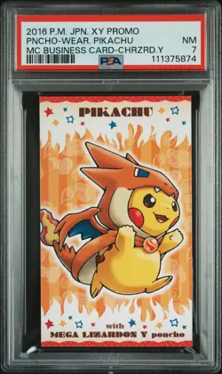 2016 POKEMON JPN XY PROMO PONCHO-WEARING PIKACHU PSA 7 - Image 1