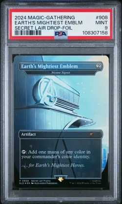 2024 MTG SECRET LAIR DROP FOIL #908 EARTH'S MIGHTIEST EMBLEM PSA 9 - Image 1
