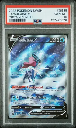 2023 Pokemon Sword And Shield Crown Zenith Suicune V #GG38 Fa Full Art PSA 10 - Image 1