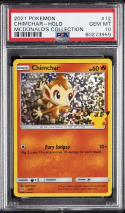 2021 POKEMON MCDONALD'S COLL #12 CHIMCHAR-HOLO PSA 10 - Image 1